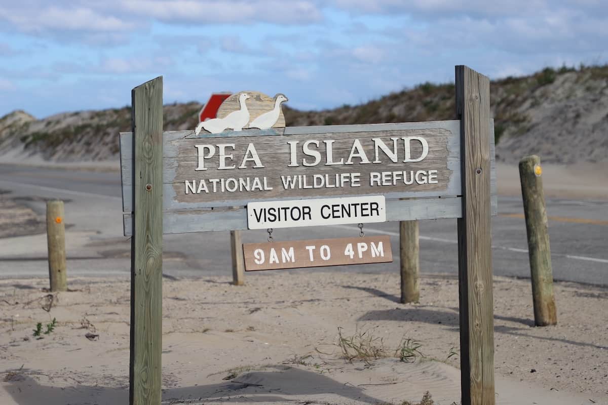 Sign for Pea Island National Wildlife Refuge.