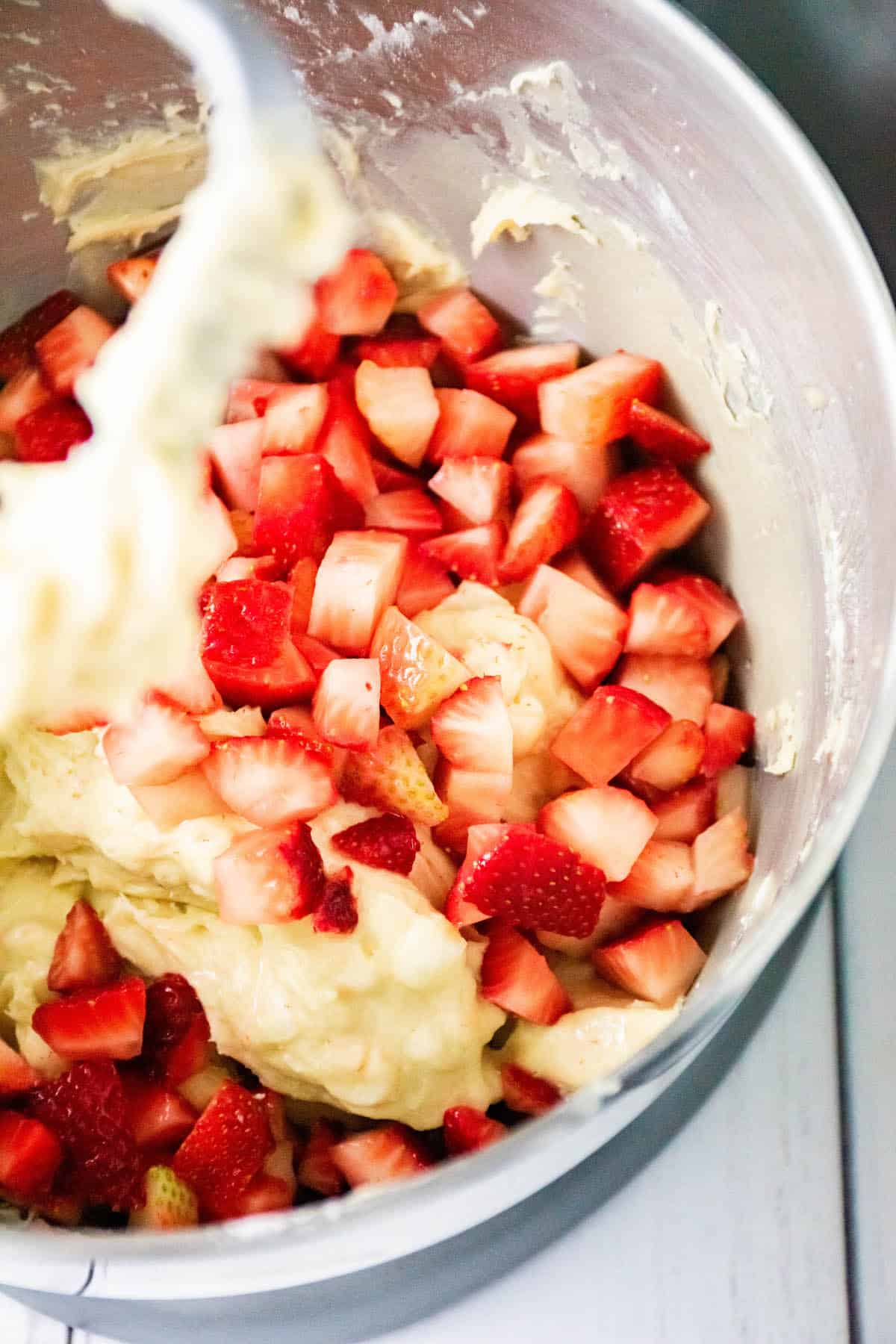 Strawberries in the batter for cookies.