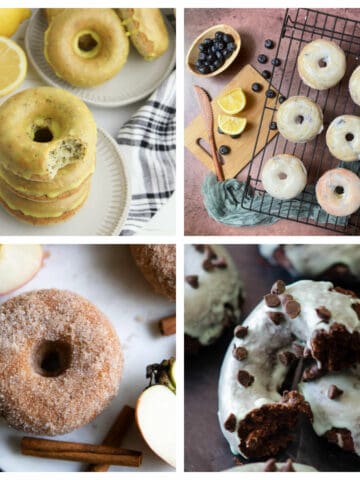 Doughnuts in a collage.