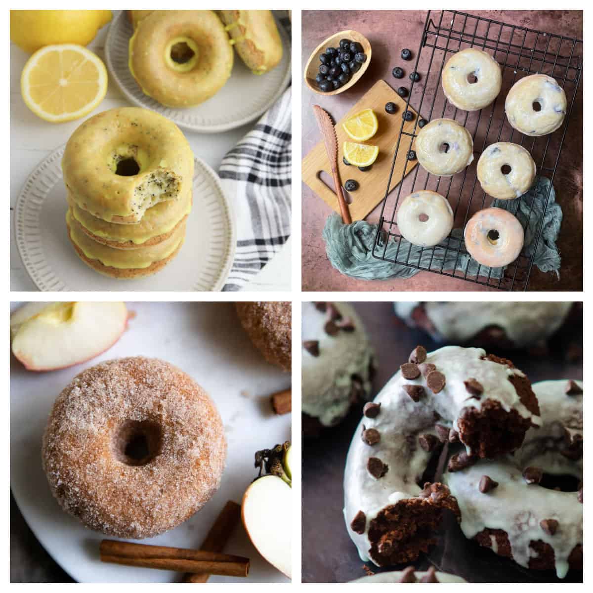 Collage of doughnuts.