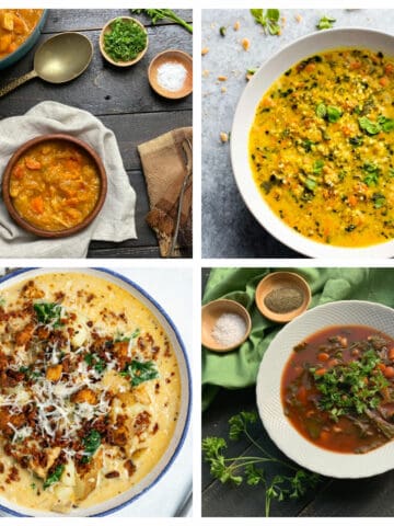 Collage of bowls of soup for the Daniel Fast.