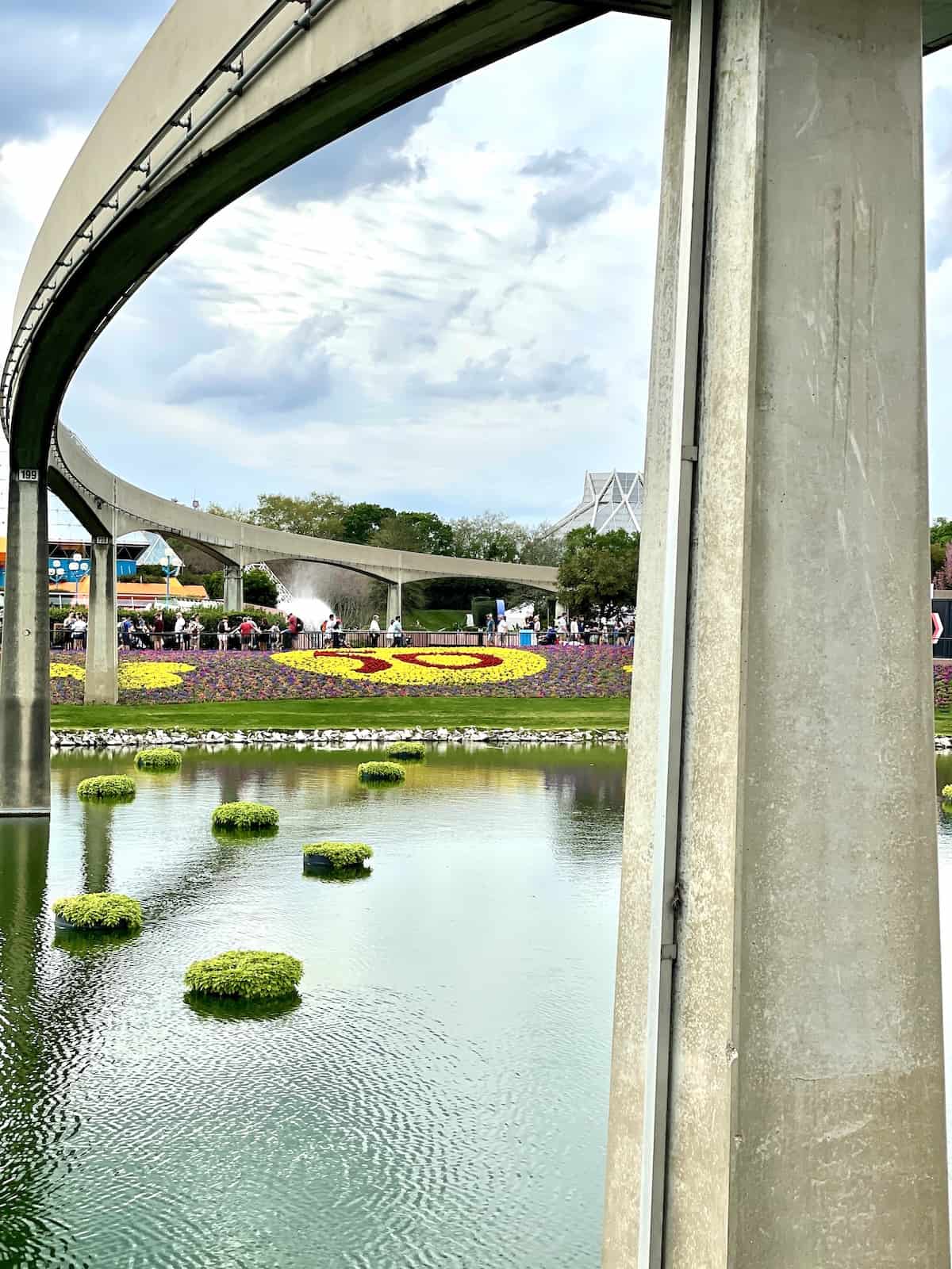 EPCOT Flower and Garden bridge and 50 Celebration Flowers.