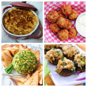 Collage of crab meat recipes.