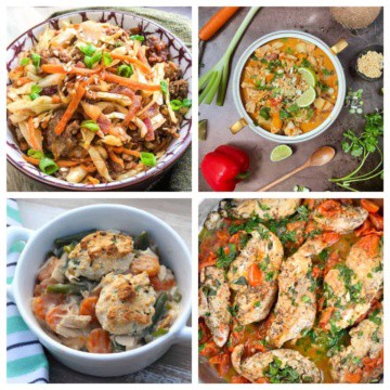 Collage of dinners for the Weight Watchers plan.