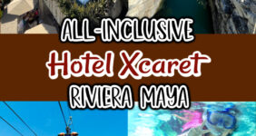 Collage of photos from Hotel Xcaret.