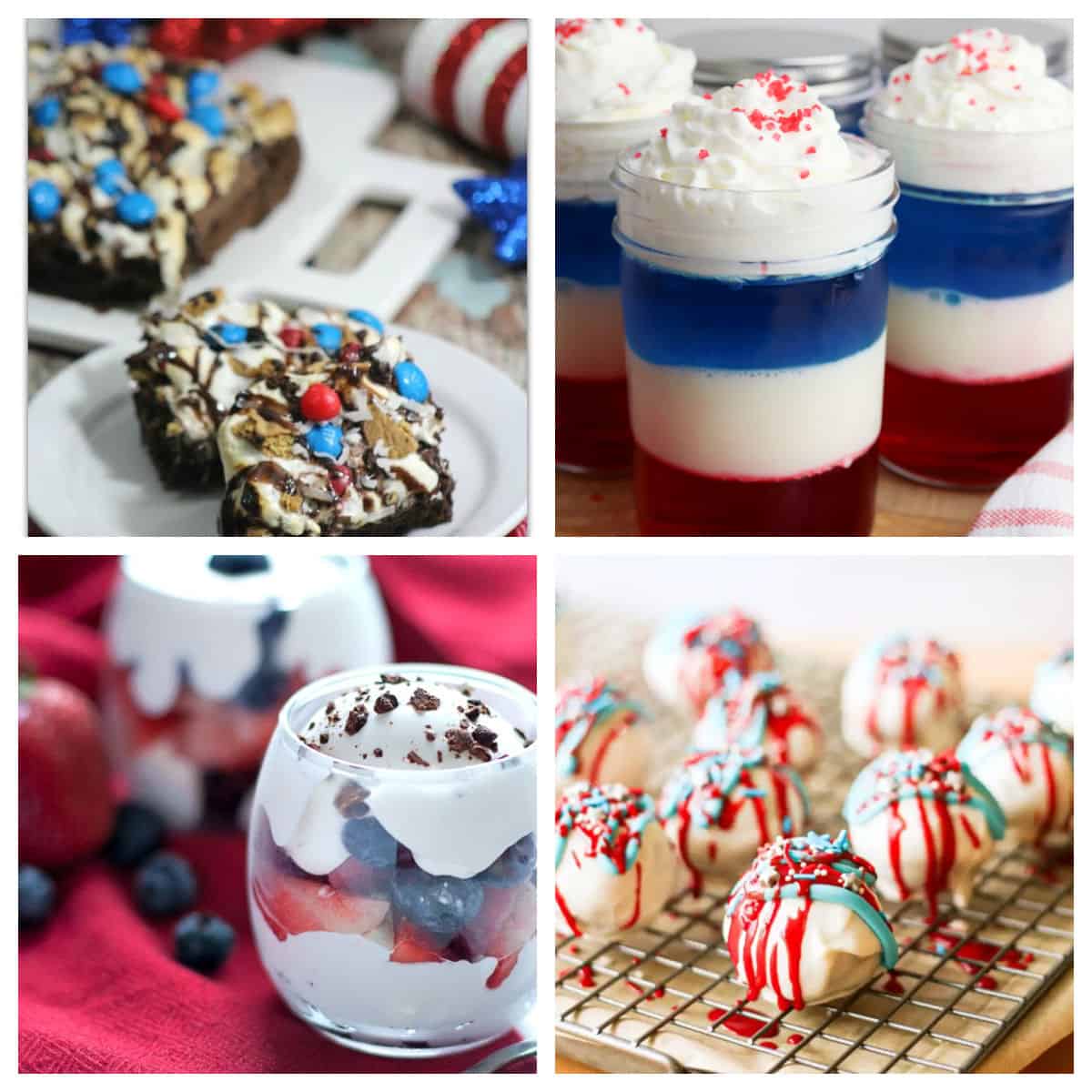 Collage or red, shite, and blue recipes for patriotic holidays.