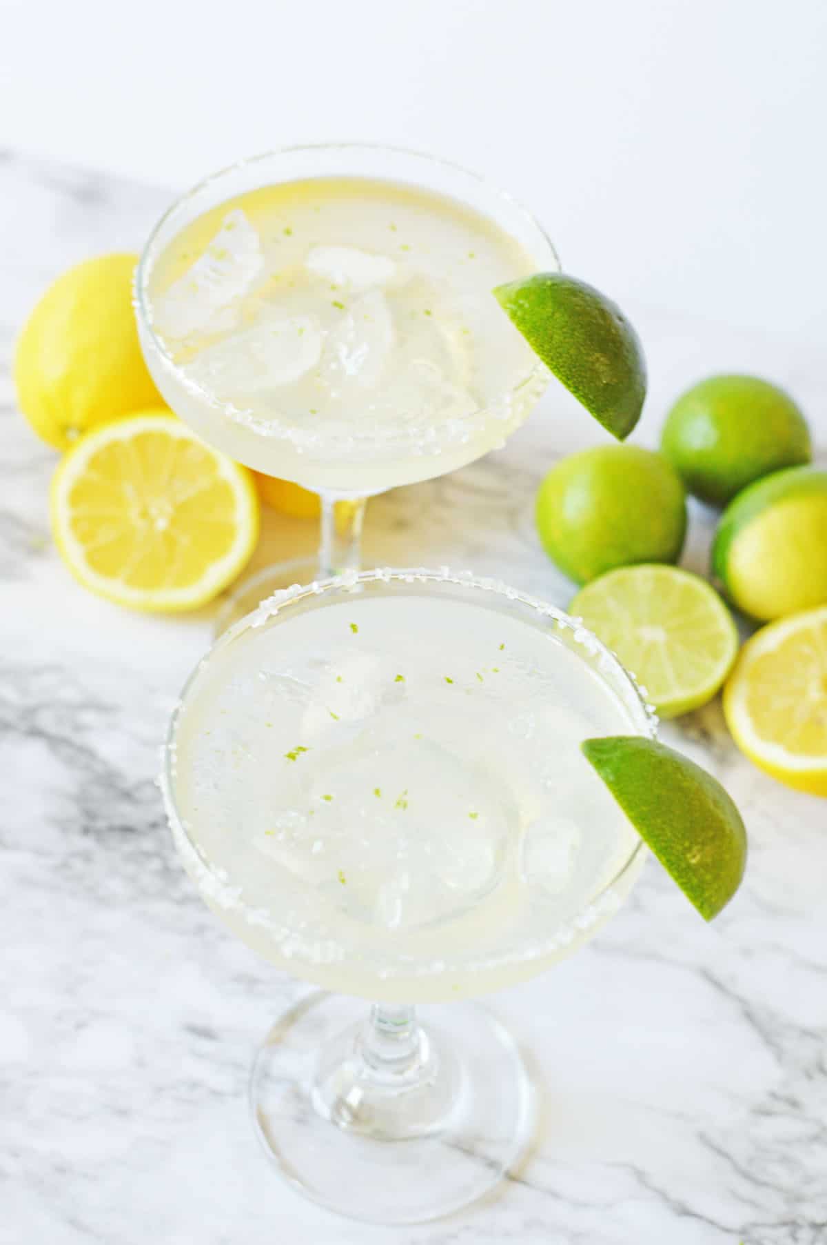 Vodka Margarita on a marble tabletop.