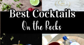 Collage of cocktails served over ice.