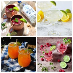 Collage of cocktails served on ice.
