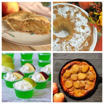 Apple desserts in a collage.