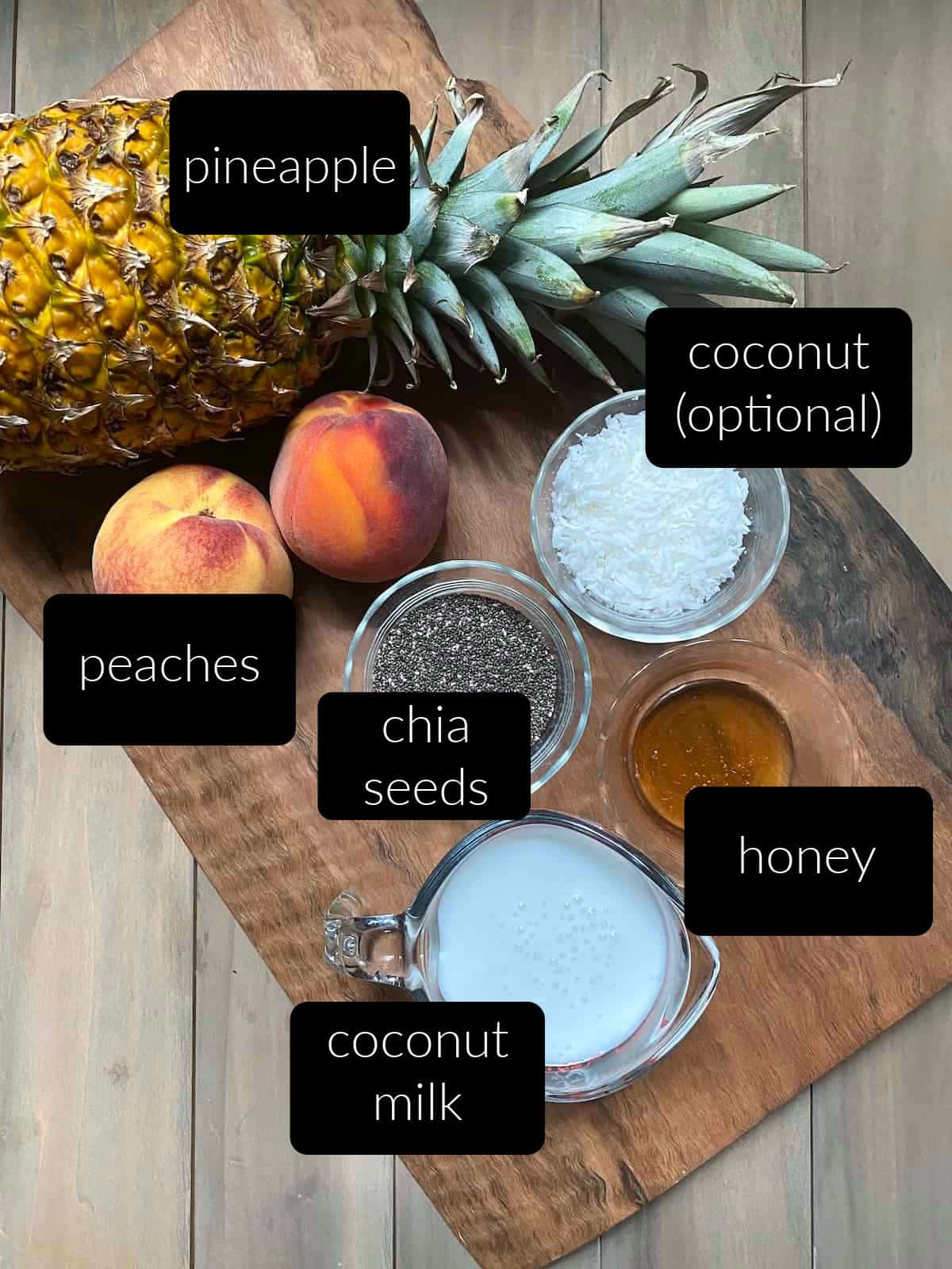 Ingredients for peach smoothie.
