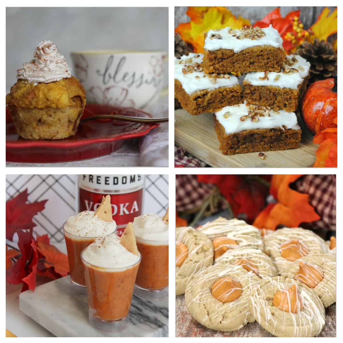 Pumpkin dessert recipes in a collage.
