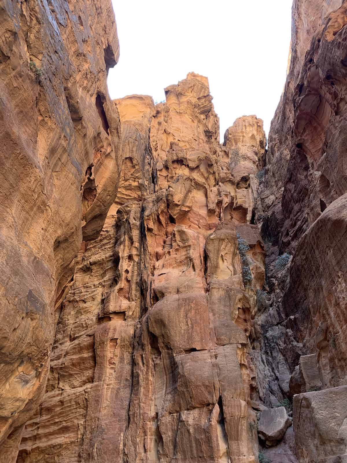 Rock wall in Petra Jordan.