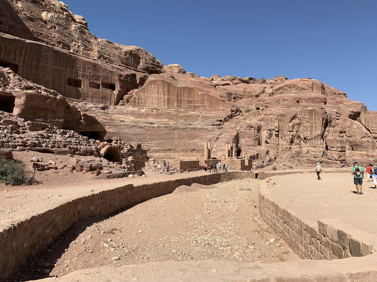 Sandstone theater in Petra Jordan.