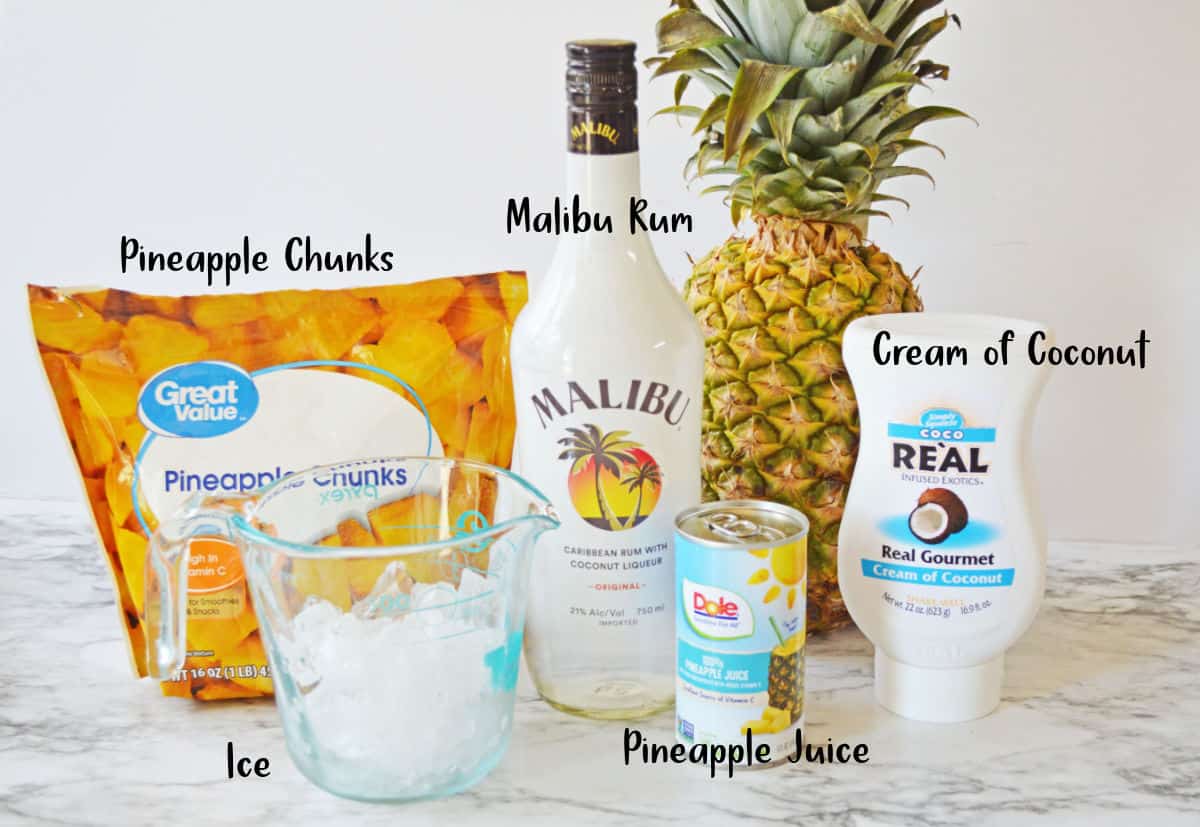 Pina Colada ingredients.