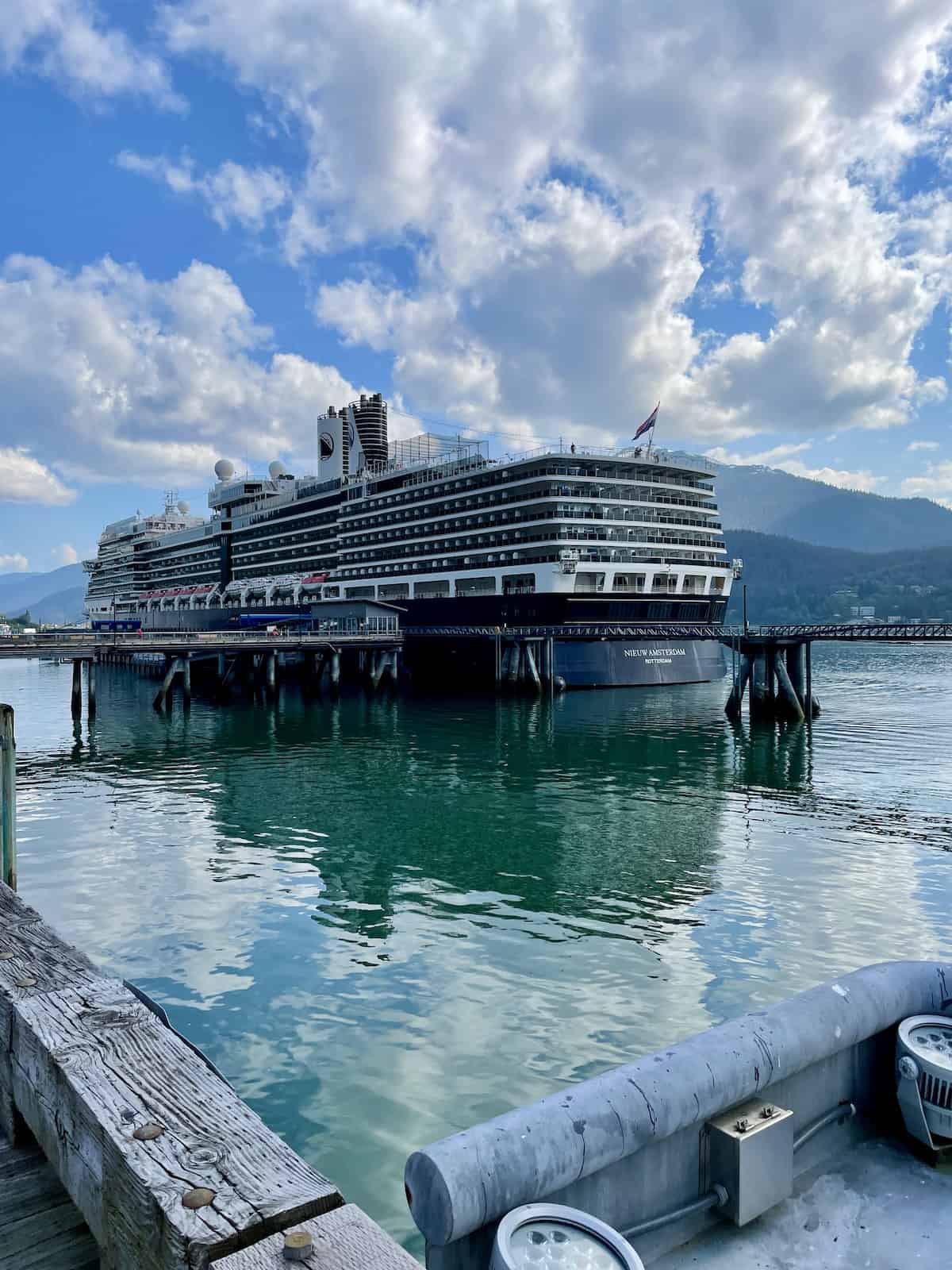 Cruise ship docked.