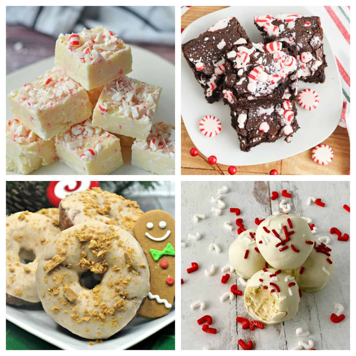 Collage of Christmas desserts.