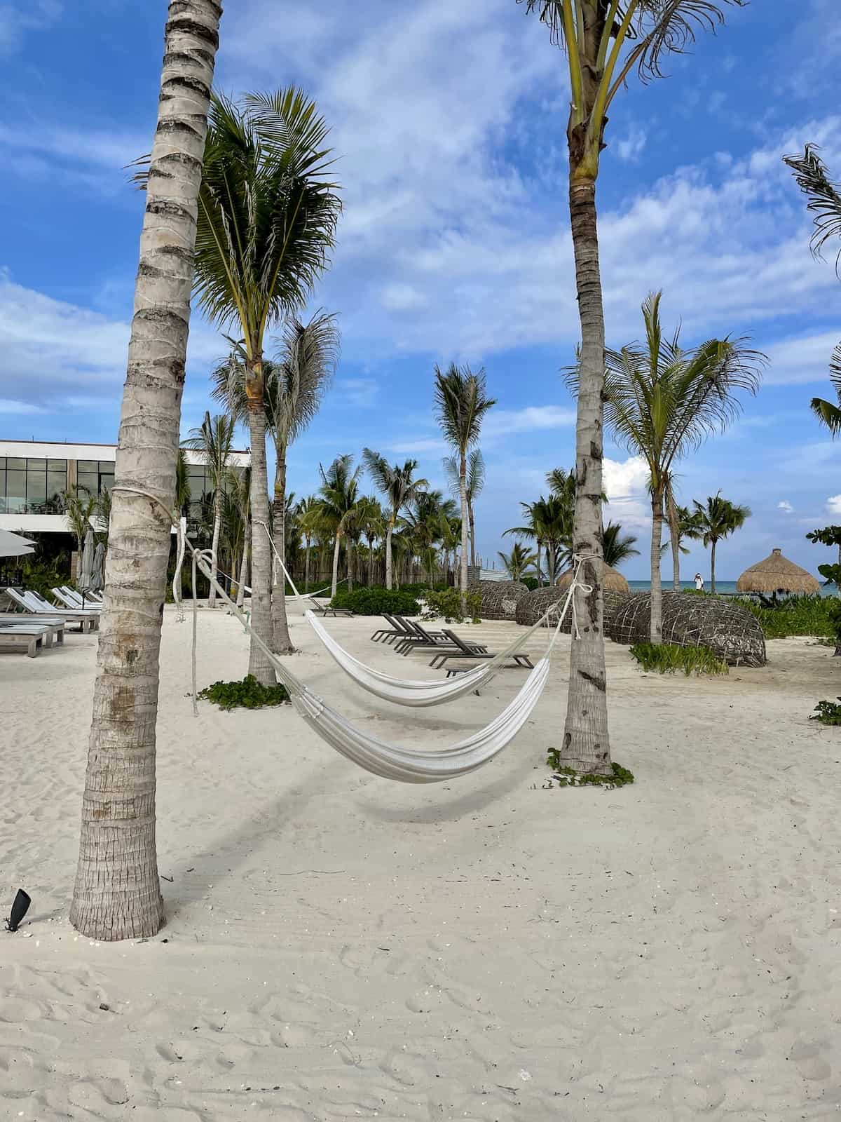 Hammocks on beach.