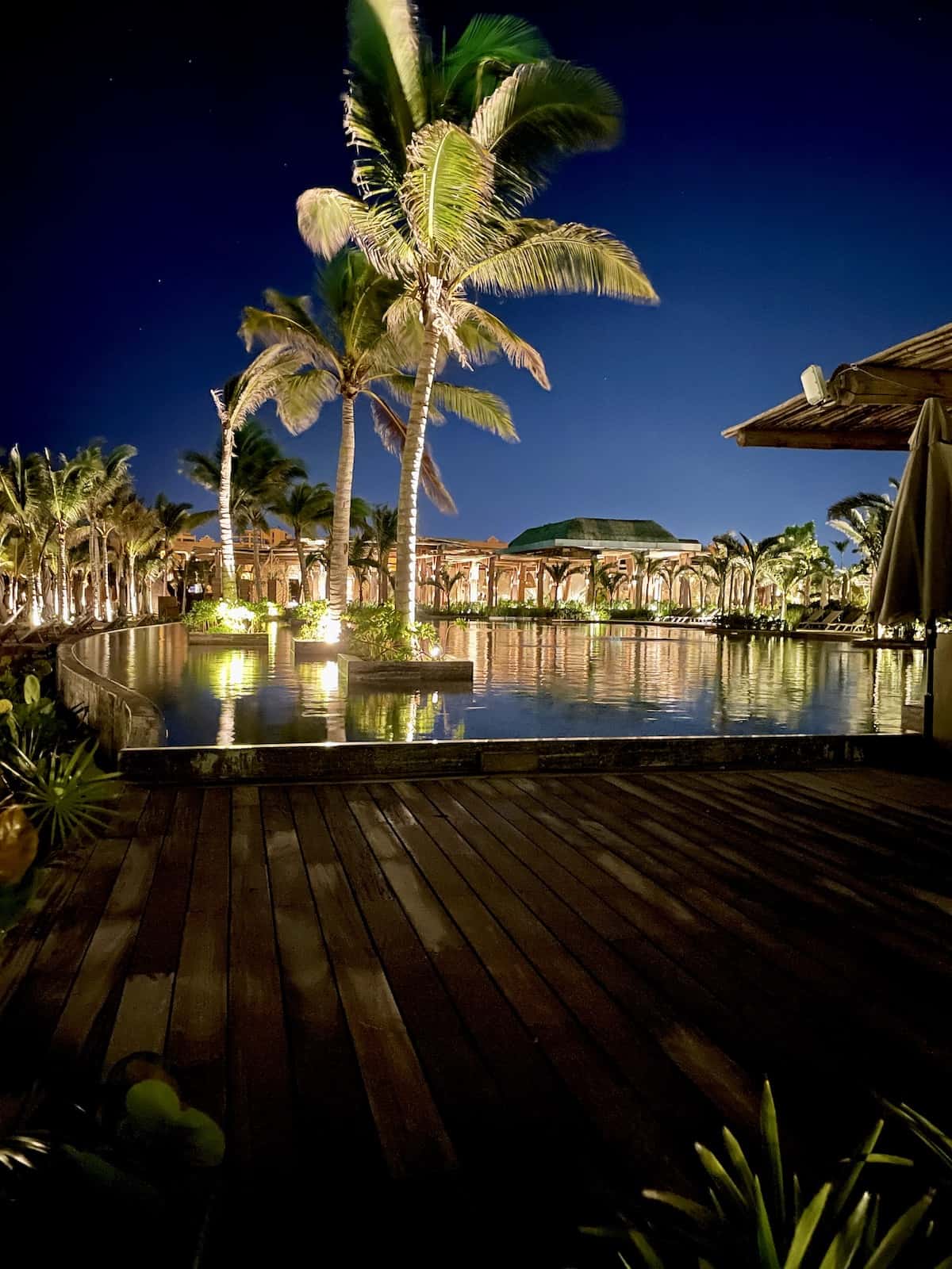 Resort in Mexico at night.