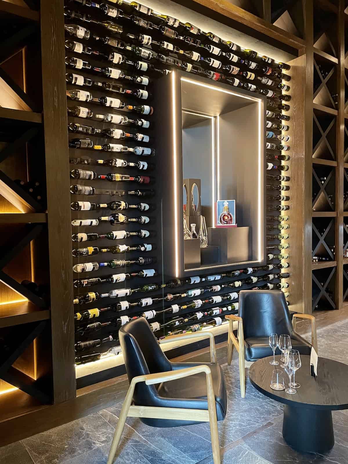 Wine tasting room with table and chairs.