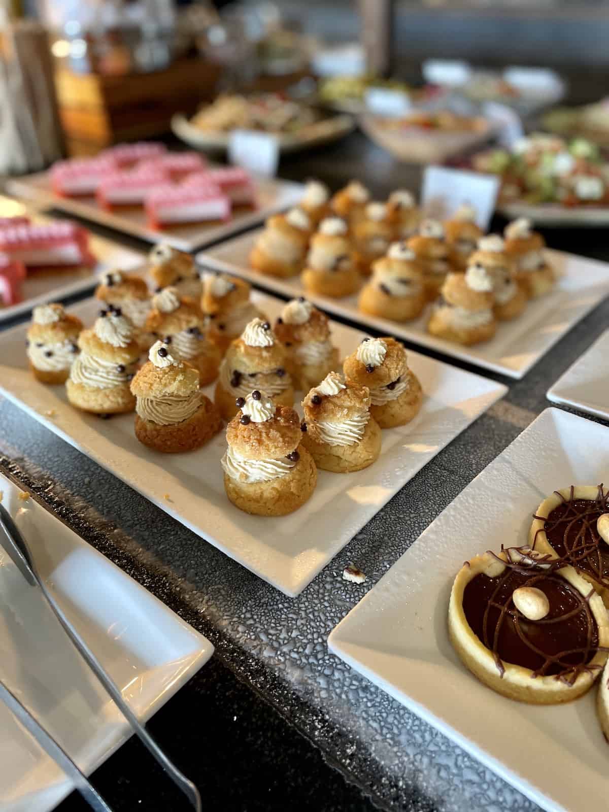 Plates of desserts.