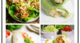 Chicken wrap recipes in a collage for Pinterest.