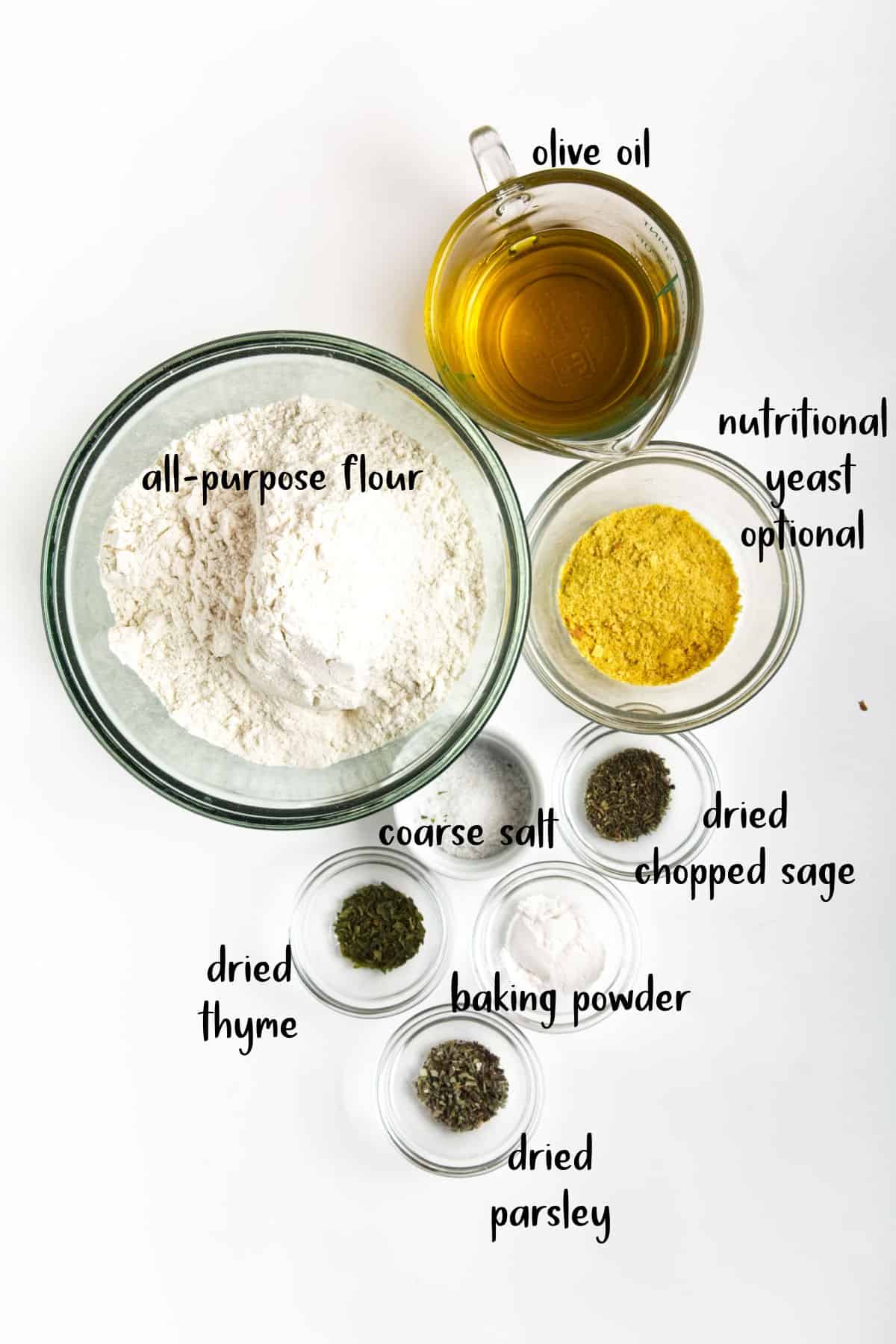 Ingredients for homemade crackers.