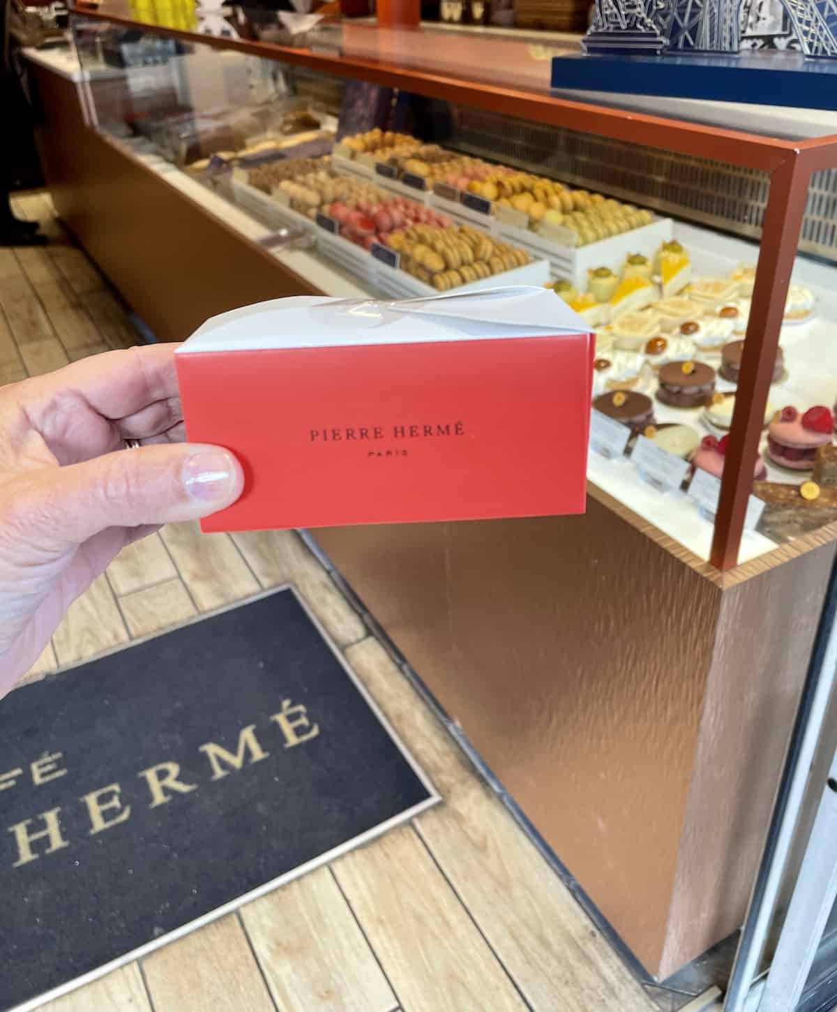 Red box from a bakery in France.