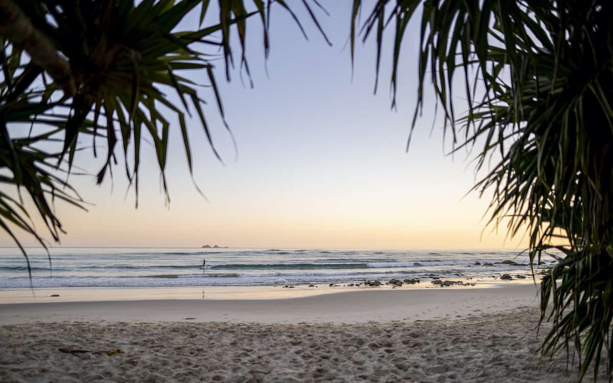 Beach at sunset.