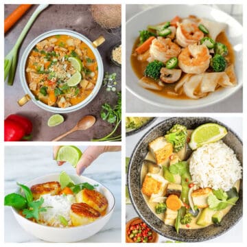 Collage of Thai dishes.