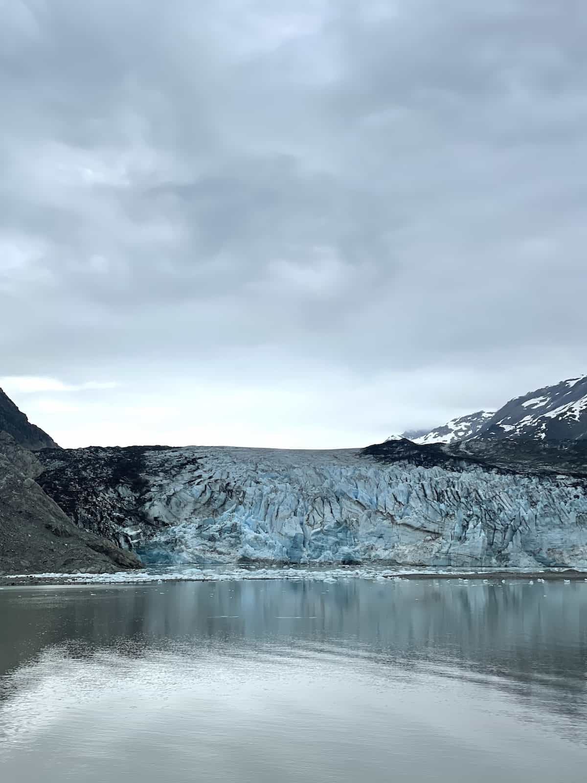 View of a glacier from a cruise ship.