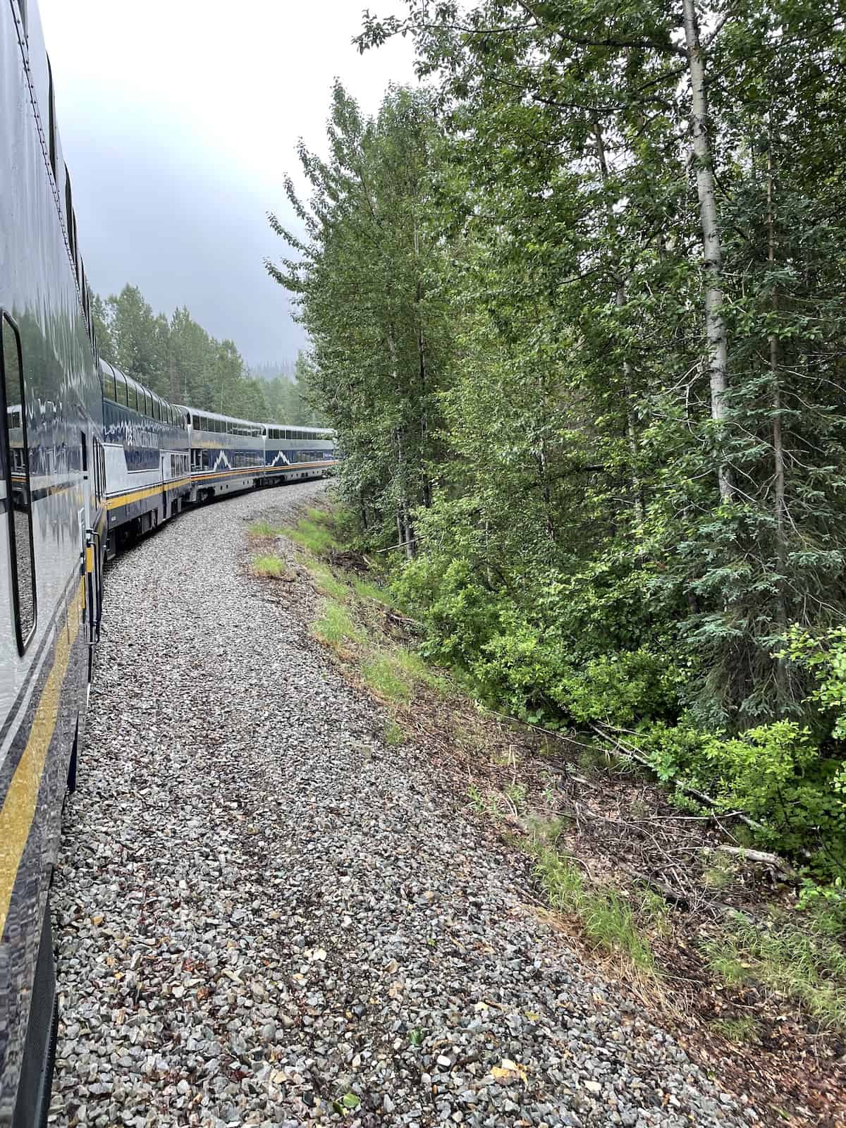 Train rounding a bend.