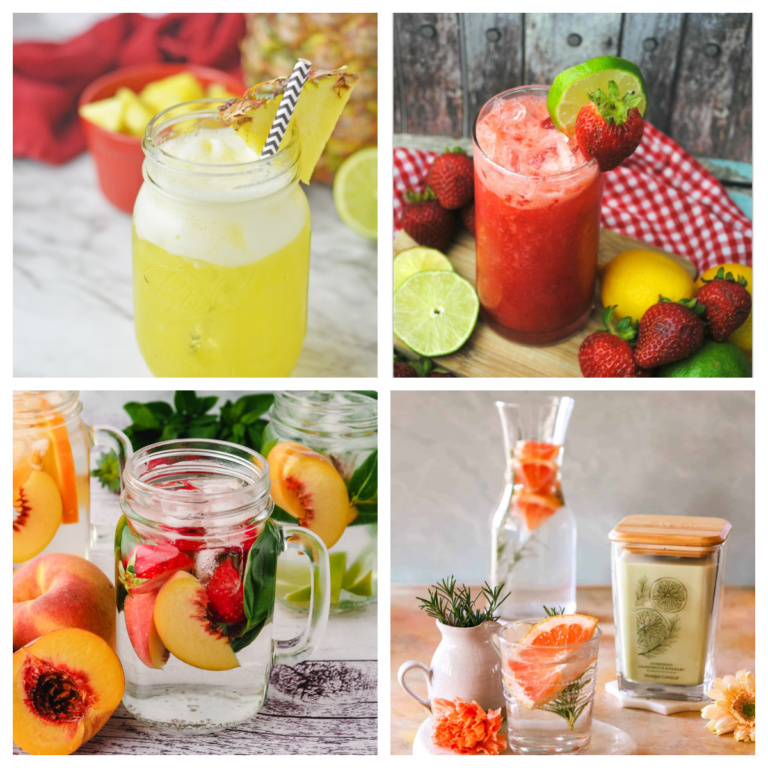 Fruit infused water recipes in a collage.