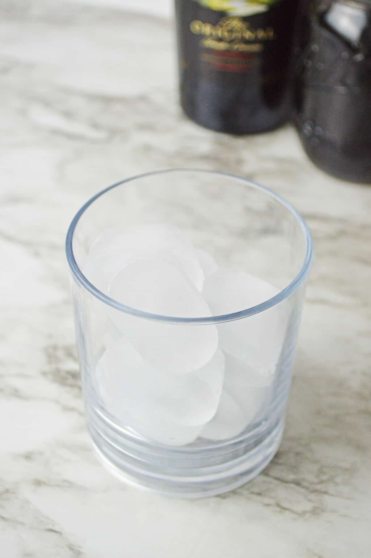 Ice in a glass.