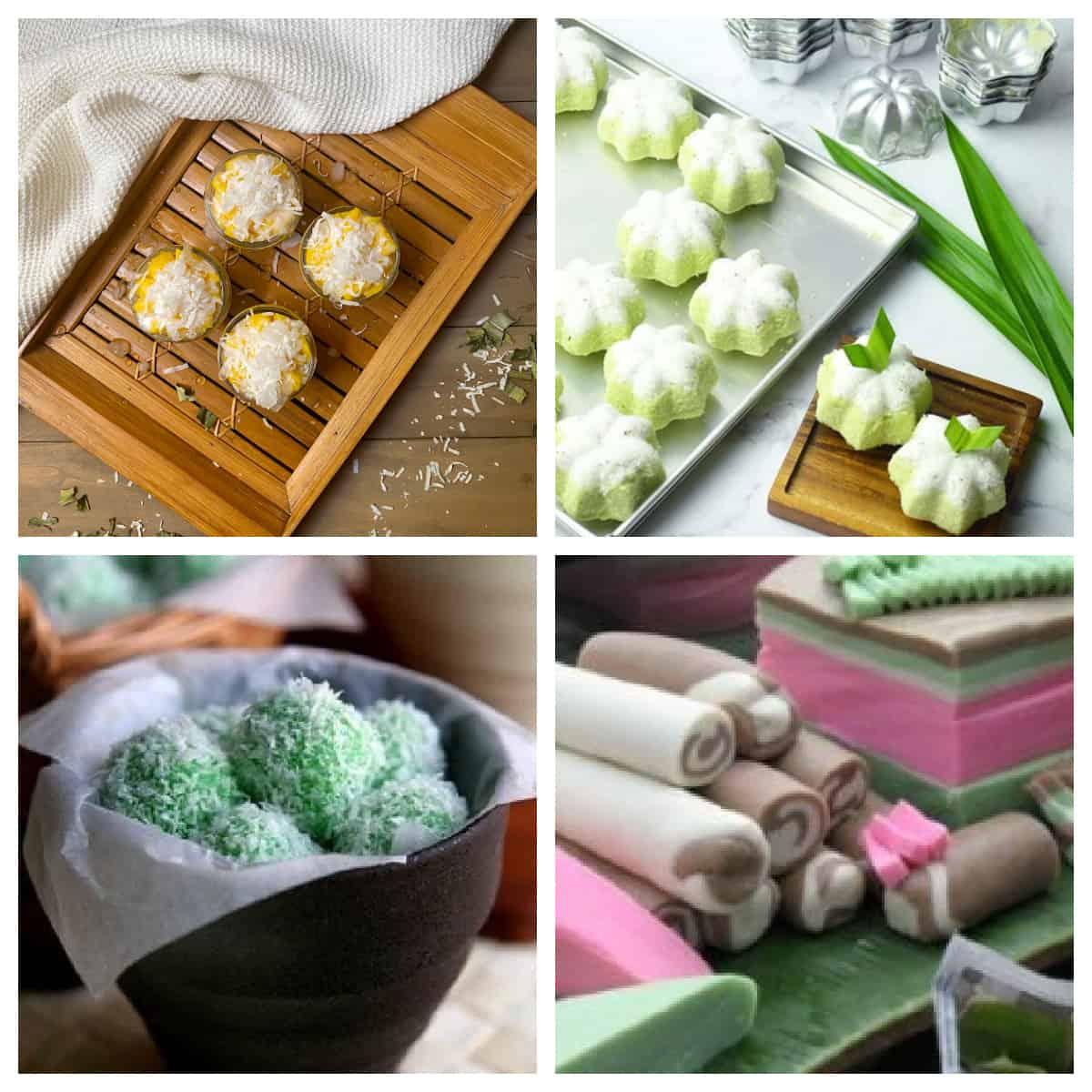 Indonesian desserts in a collage.