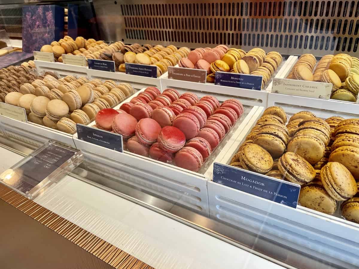 Macarons in bakery.