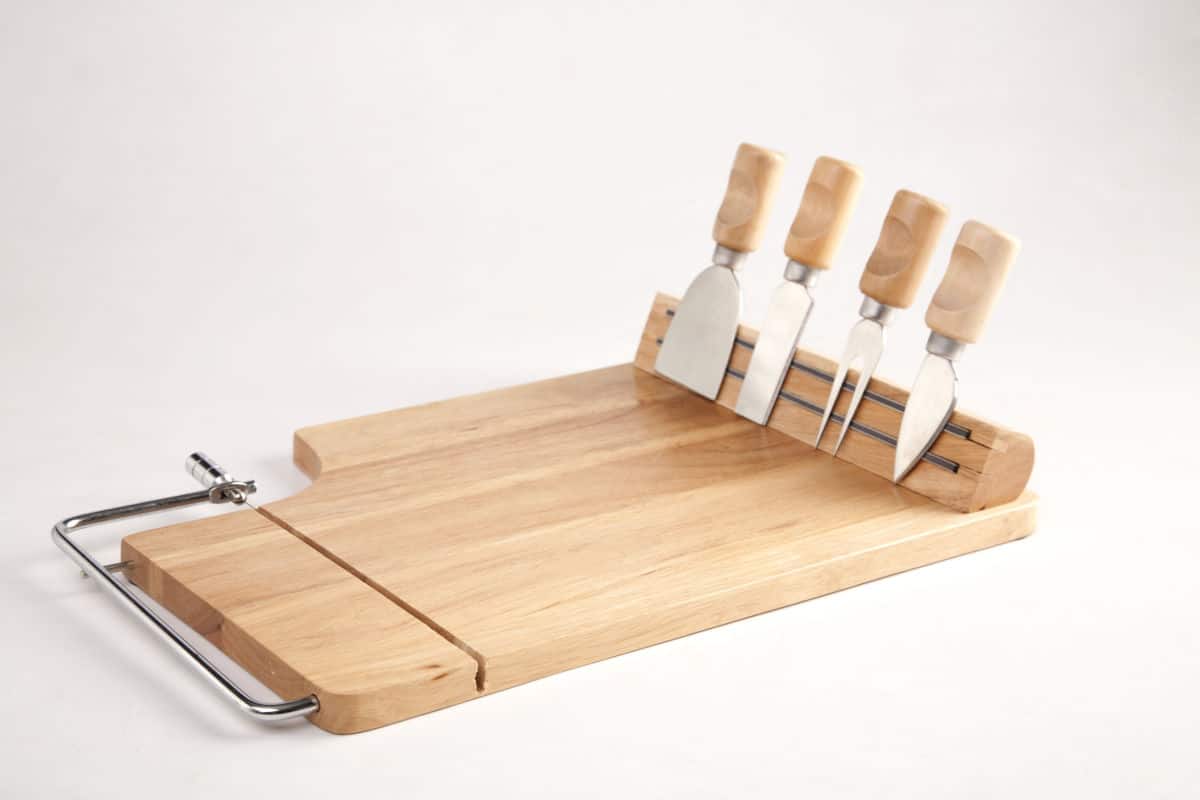 Cheese board with built in knives.