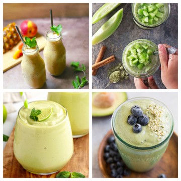 Smoothies in a collage.