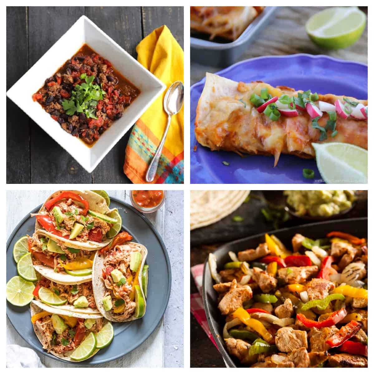 Mexican dishes in a collage.
