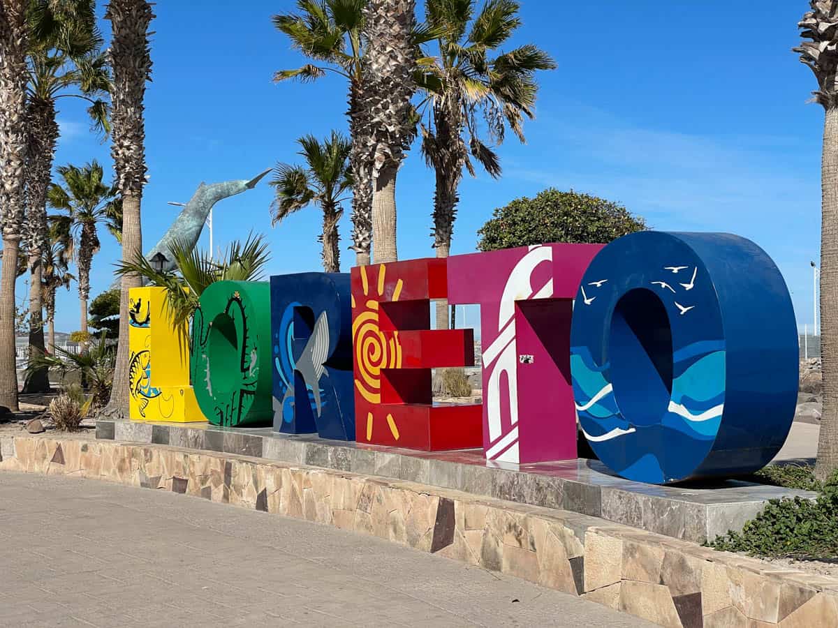 Colorful sign spelling Loreto in Baja Mexico.