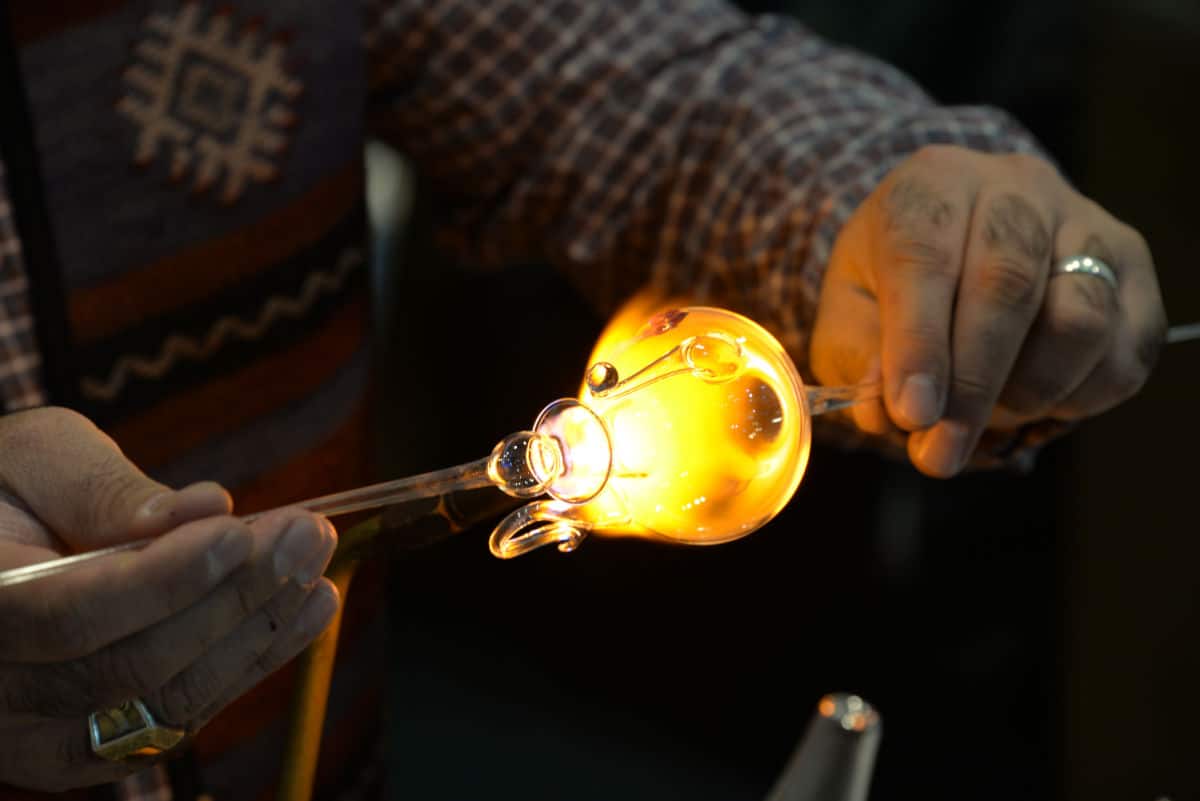Glass blowing demonstration.