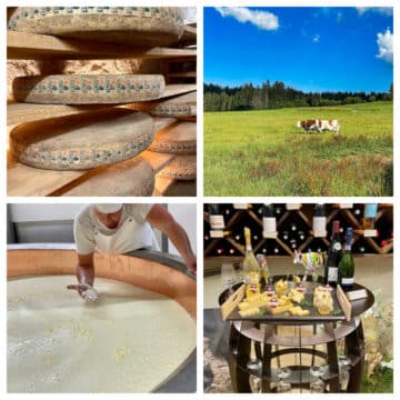 Collage of exploration of Comte cheese.