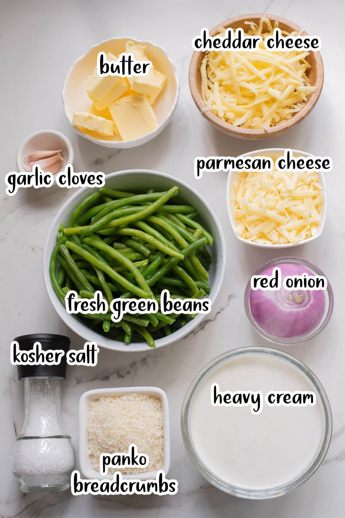 Ingredients to make green bean casserole.