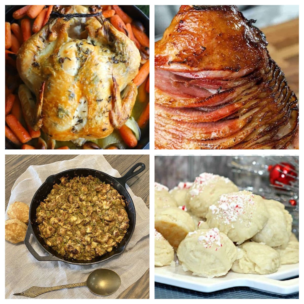 Christmas dinners in a collage.