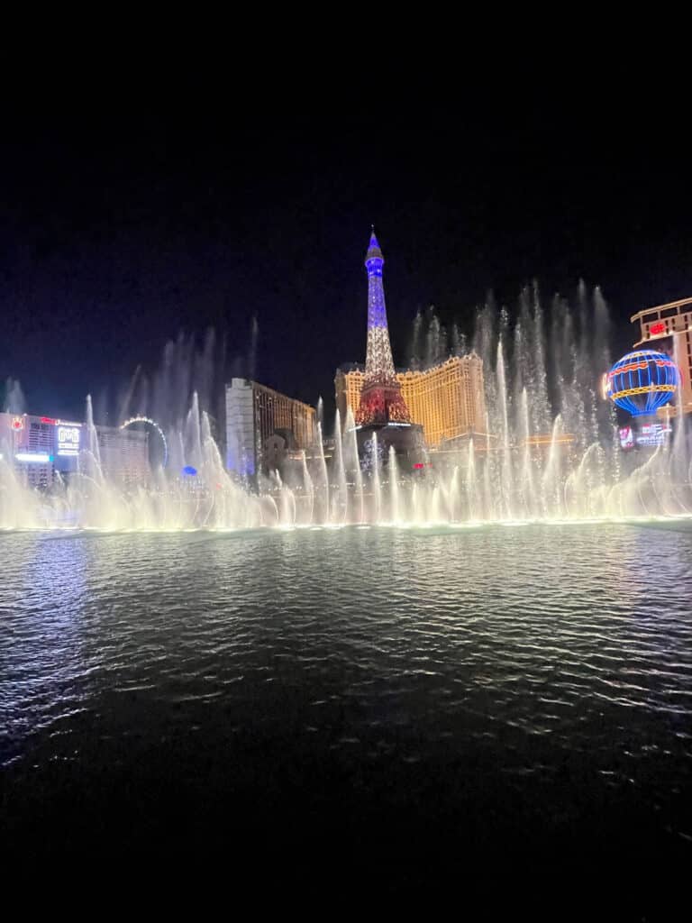Bellagio Las Vegas Fountain Show at Night - Food Fun & Faraway Places