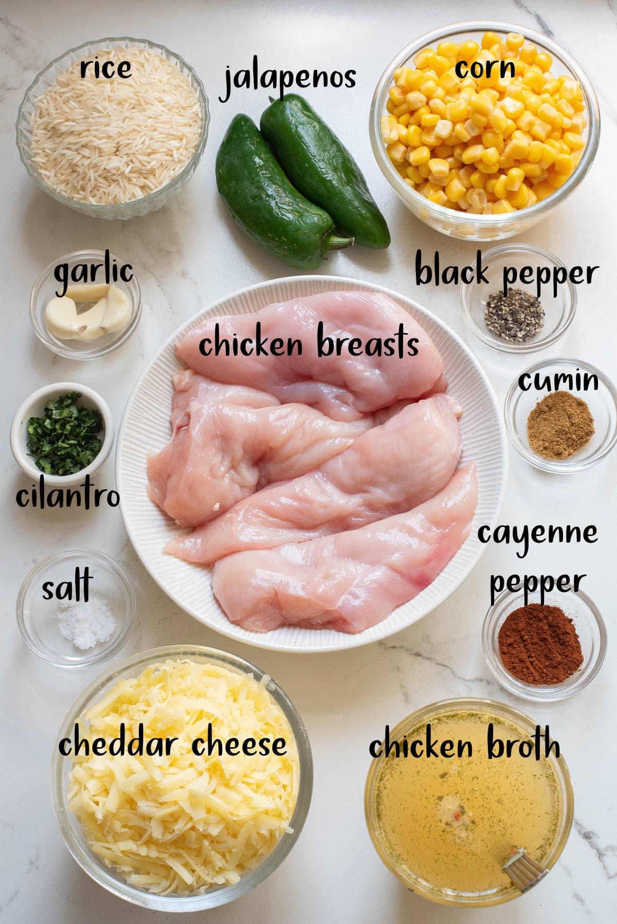 Ingredients for Mexican chicken and rice.