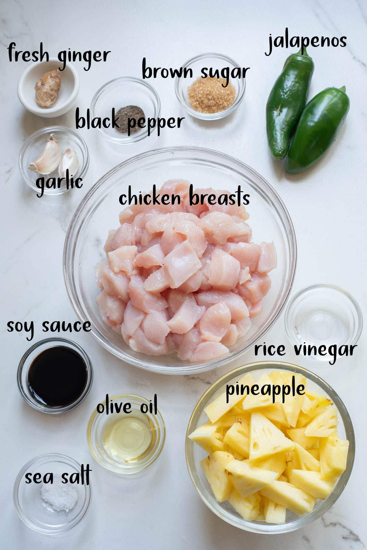 Ingredients for spicy chicken stir fry.
