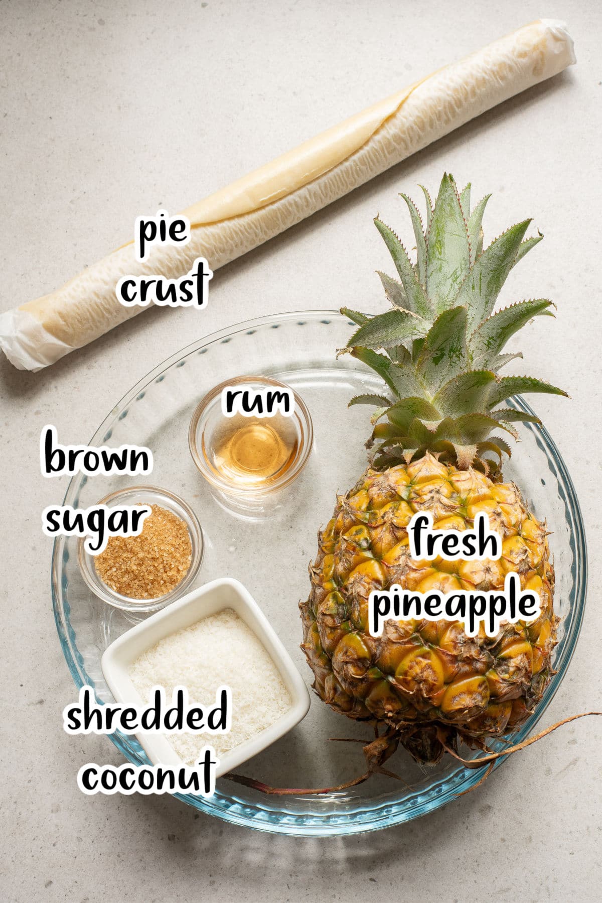 Ingredients to make pineapple pie.
