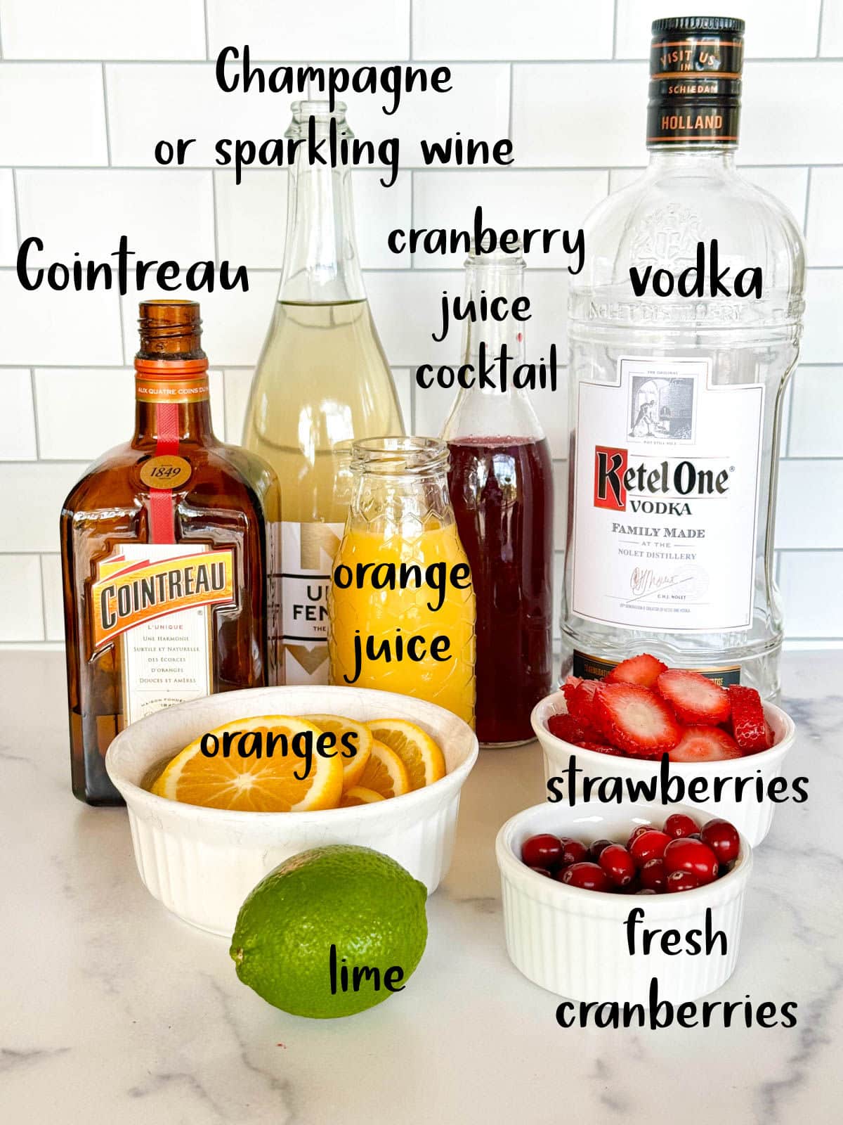 Ingredients to make a holiday punch.
