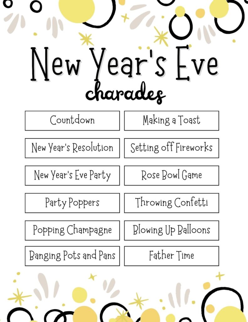 Printable New Year's Eve Games - Food Fun &amp; Faraway Places